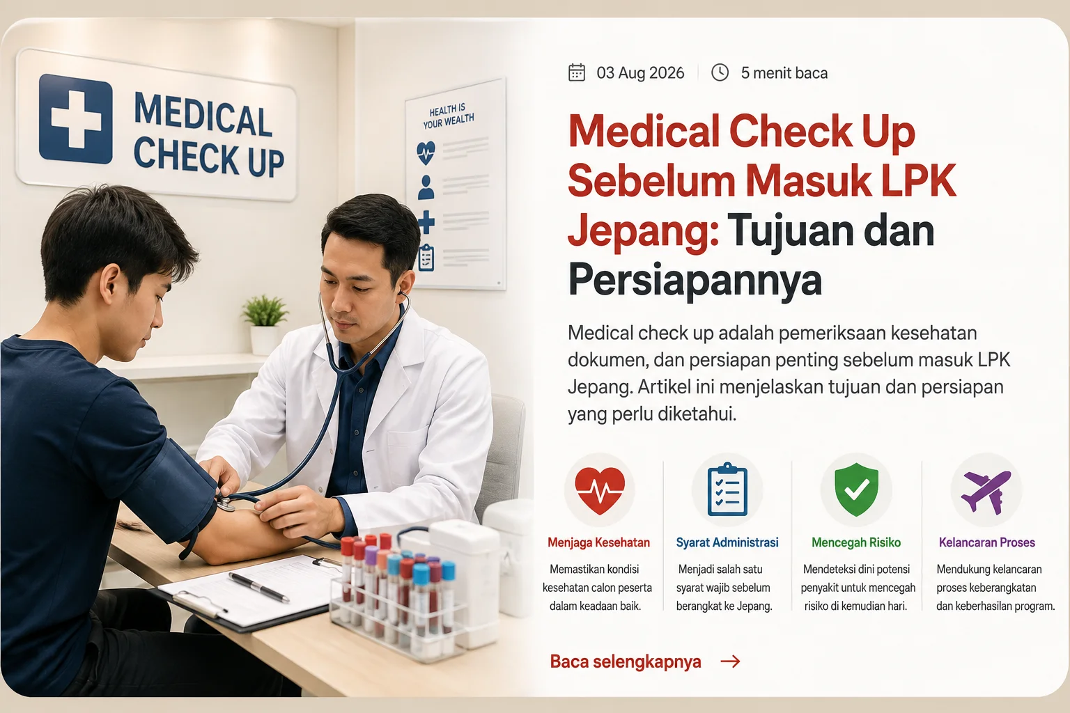 Medical Check Up Sebelum Masuk LPK Jepang: Tujuan dan Persiapannya